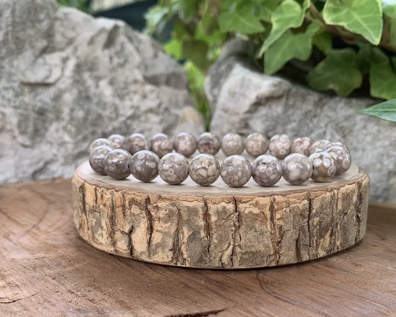 Bracelet Jaspe Fossile AA Inde - Ancrage et Sérénité - Pierre naturelle Qualité Supérieure