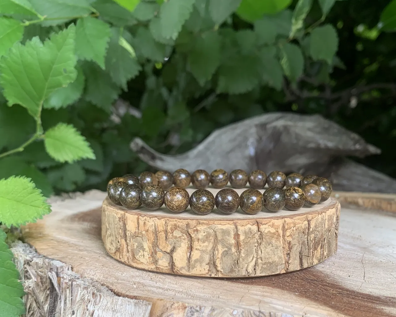 Bracelet perles naturelles 8,5 mm Bronzite
