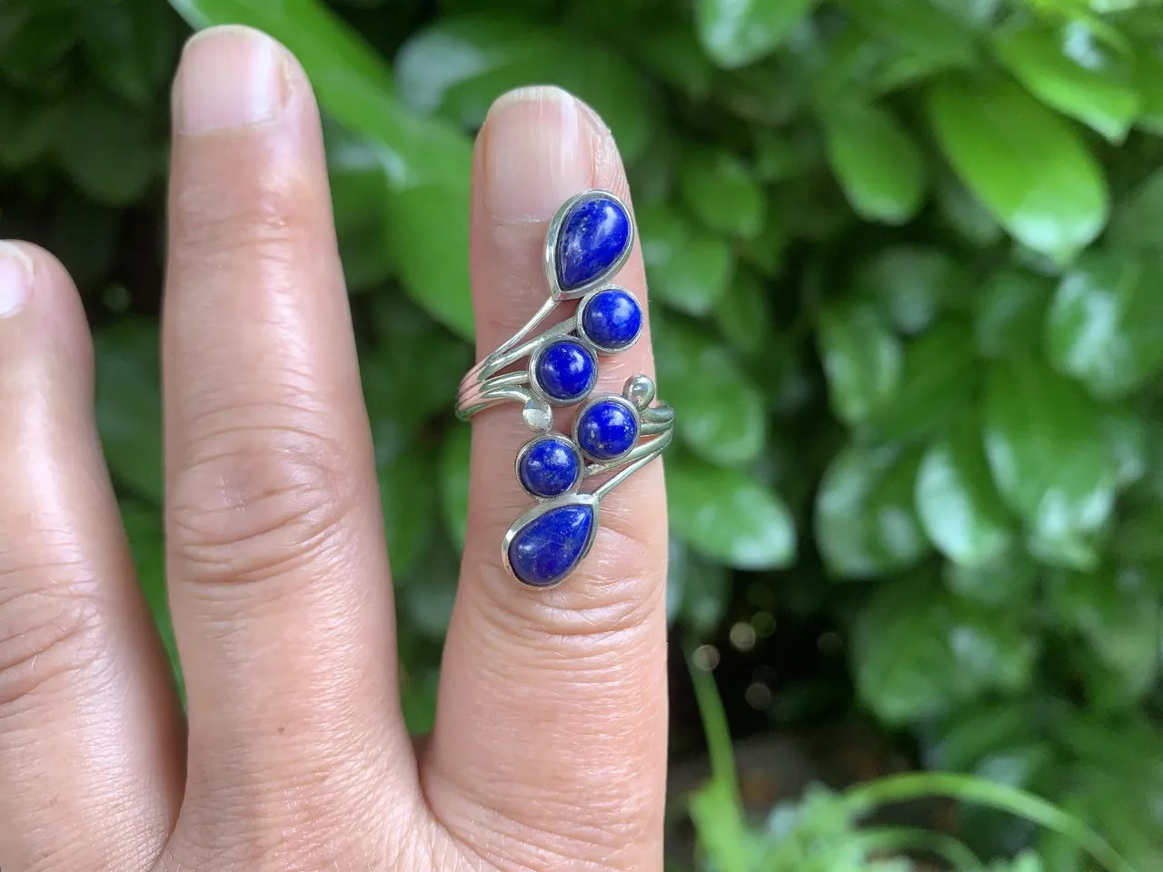 Bague ajustable argent 925 Lapis Lazuli AA Naturel