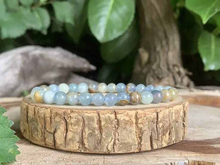 Bracelet Calcite Bleue sur gangue AA - Mexique - Pierre Naturelle Qualité Supérieure