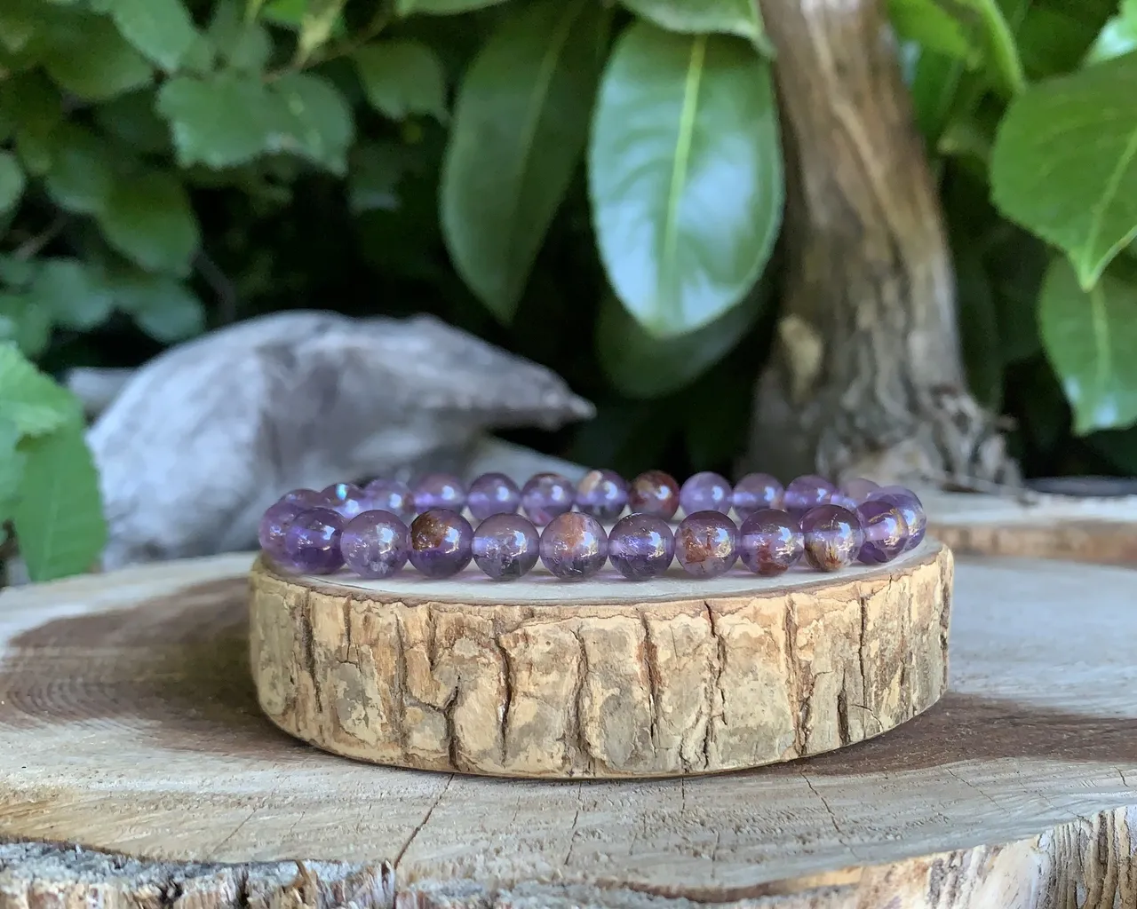 Bracelet Améthyste Super Seven AA - Pierre Naturelle Rare - Brésil