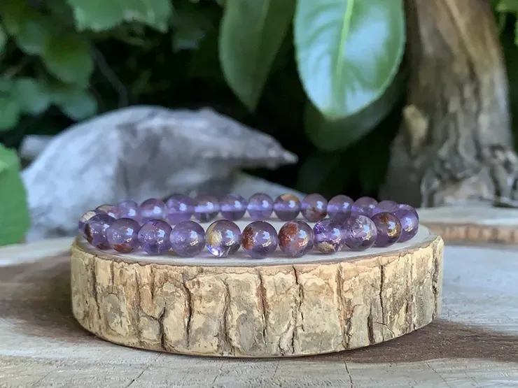 Bracelet Auralite AA (Améthyste Super Seven) Brésil - Pierre Naturelle Rare Qualité Supérieure