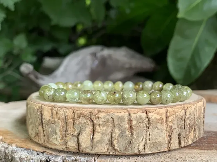 Bracelet Grenat Vert Grossulaire AA - Pierre Naturelle Rare Afrique Qualité Supérieure