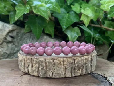 Bracelet Rhodonite AA - Antistress et Rayon d'Amour - Pierre Naturelle Qualité Supérieure Madagascar