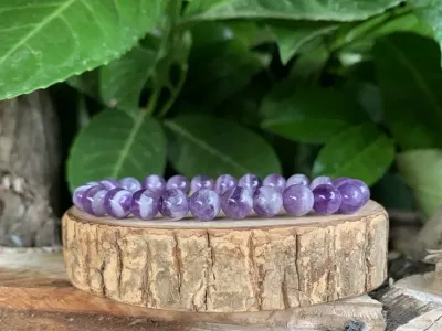 Bracelet Améthyste Rubanée AA - Brésil - Pierre Naturelle Qualité Supérieure