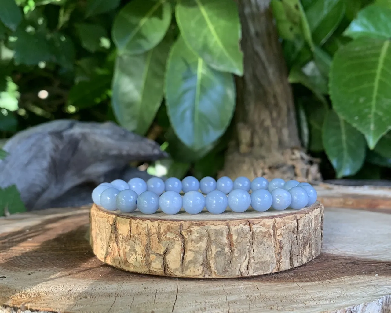 Bracelet Angélite A+ (Anhydrite Bleue)