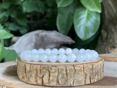 Bracelet Péristérite AA (Labradorite blanche) Pierre Naturelle Qualité Supérieure Inde