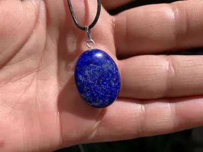 Cordon et pendentif Lapis Lazuli AAA - 3-ème œil et Haute Sphère Intellectuelle - Pierre Naturelle Top Qualité  Afghanistan