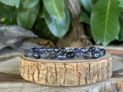 Bracelet Cordiérite A - Réalisation de soi et Détermination- Pierre Naturelle Inde