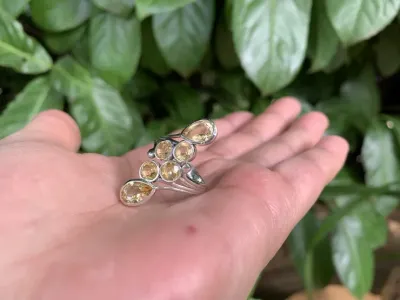 Bague ajustable argent 925 Citrine AAA Naturelle (non chauffée) - Prospérité et Confiance en soi - Rare Top Qualité (la meilleure)