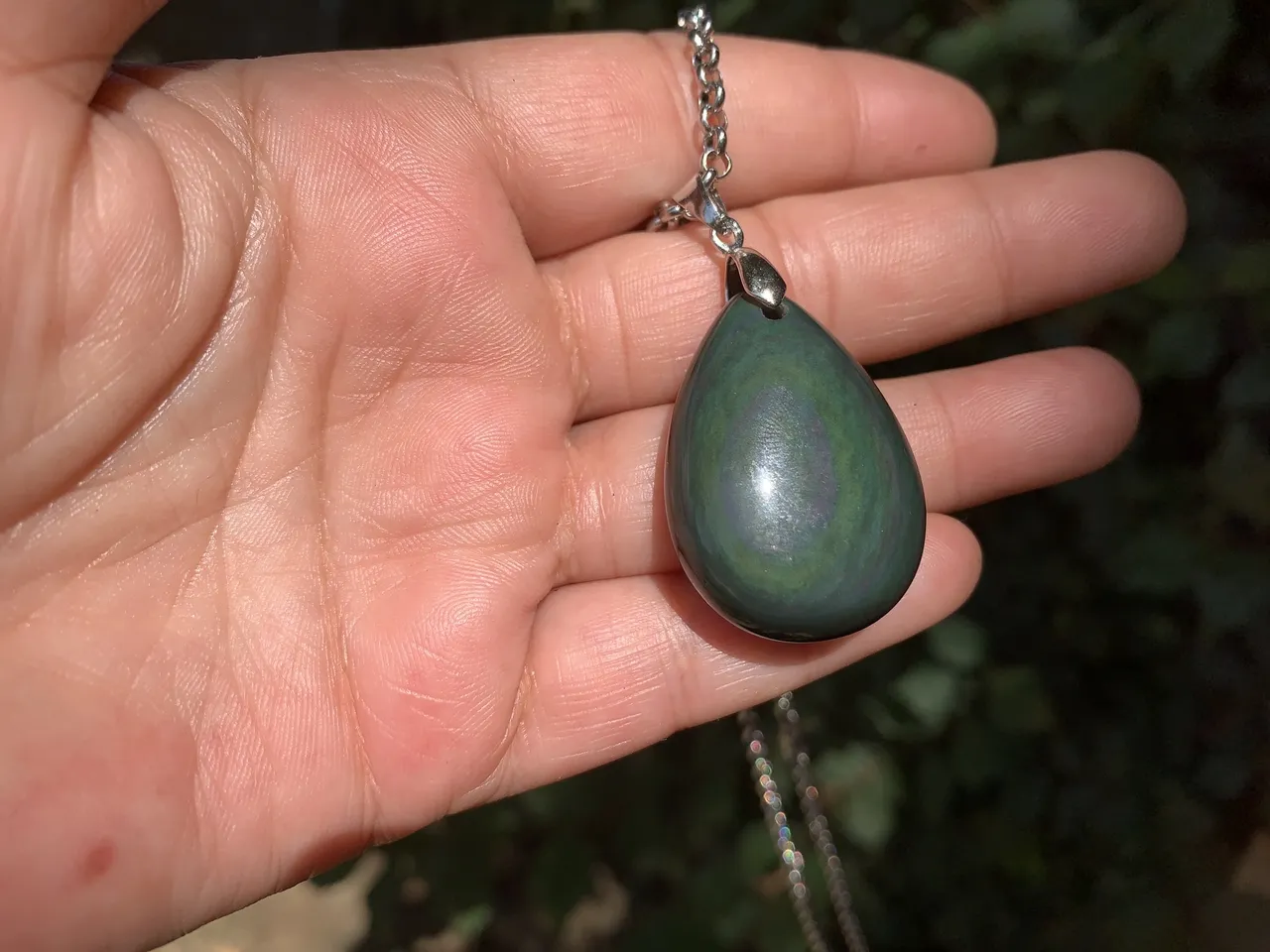 Pendentif Obsidienne Mentogochol AAA et chaîne - Pierre Naturelle Rare Qualité Exceptionnelle - Mexique