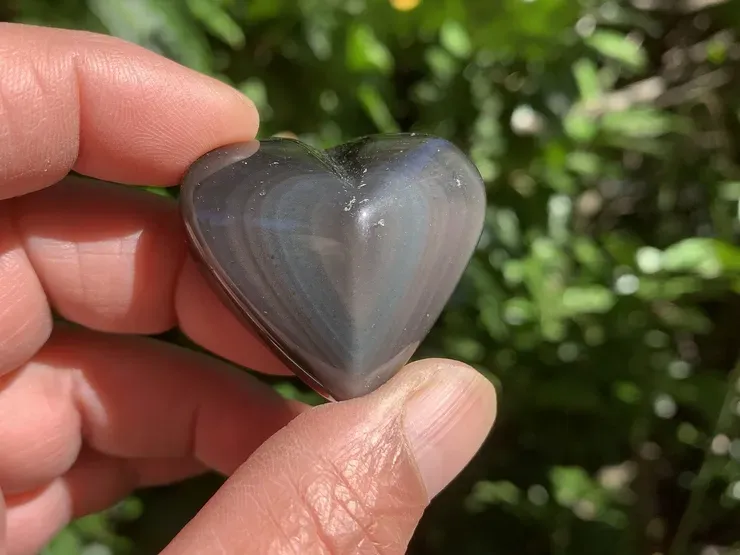 Cœur Obsidienne Œil Céleste AA (26 g) - Mexique - Obsidienne Naturelle Rare Qualité Supérieure