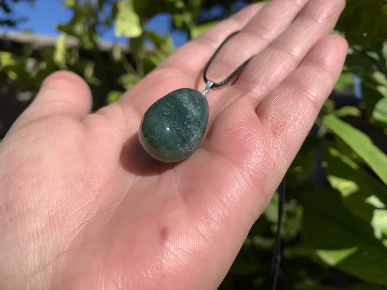 Pendentif Agate Mousse A Pierre Naturelle Brésil