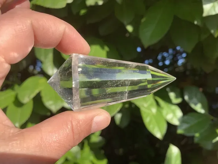 Pointe Vogel Quartz Blanc AAA Naturel 24 faces - Outil curatif - vibration très élevée et extrêmement pure