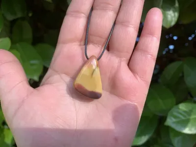 Cordon et Pendentif Jaspe Mokaïte AA - Canada - Pierre Naturelle Qualité Supérieure
