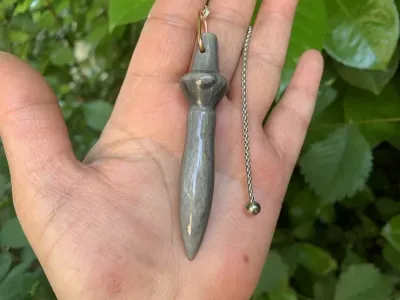 Pendule Thot Obsidienne Argentée Extra - Obsidienne Rare ! Pierre Top Qualité (la meilleure)