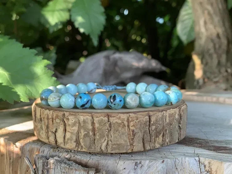 Bracelet Opale Bleue AA - Pérou - Pierre Naturelle Rare Qualité Supérieure