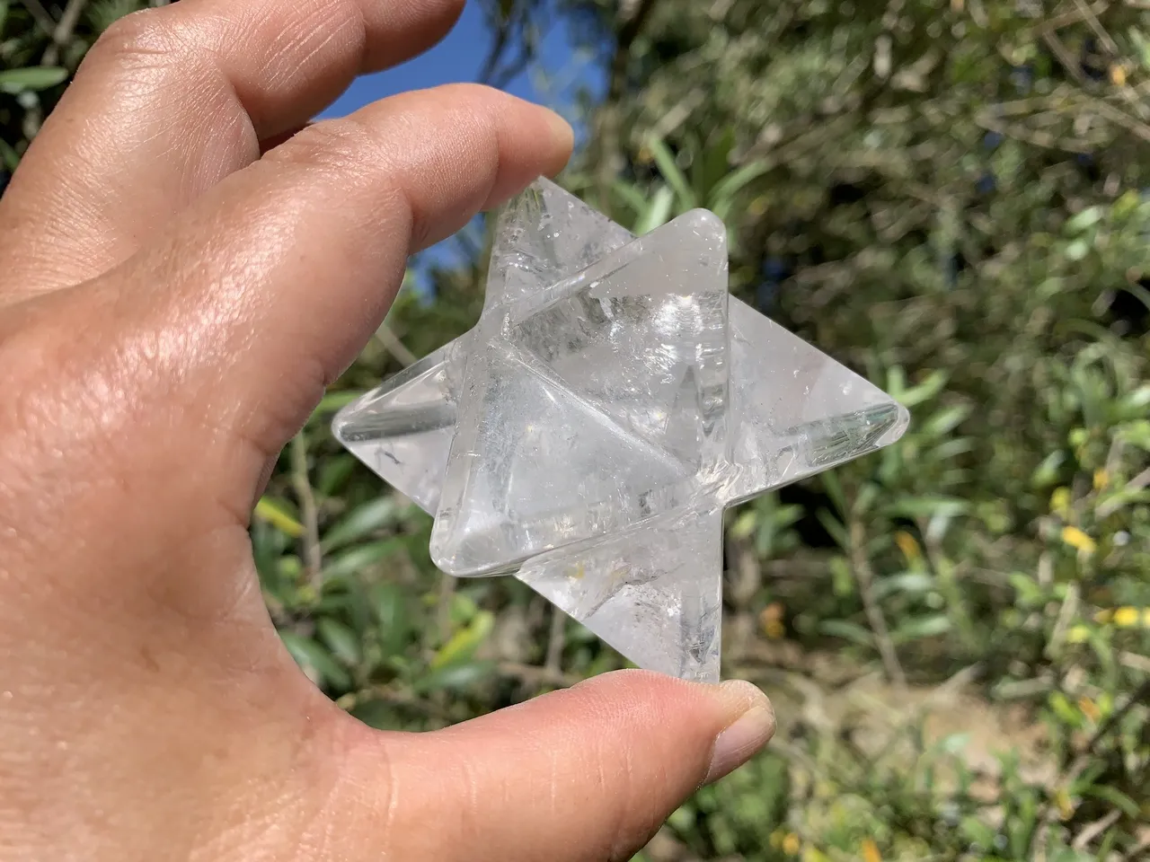 Merkaba Cristal de Roche A Naturel - Brésil - Onde de Forme Géométrie Sacrée