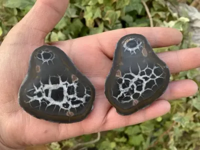Nodule ouvert Septaria AAA (84 g) - Maroc - Pierre Naturelle Top Qualité (la meilleure)