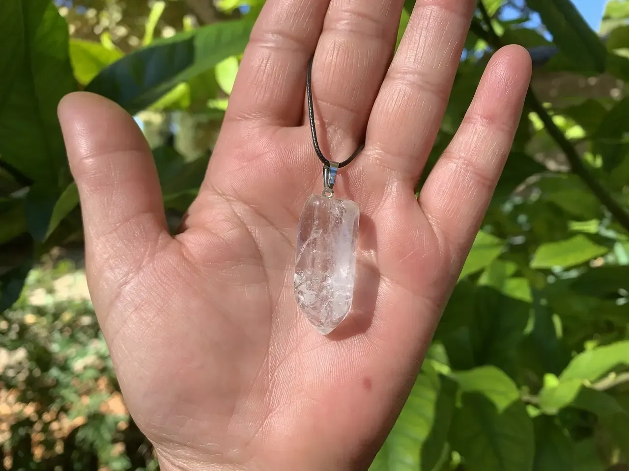 Pendentif pointe Cristal de Roche naturel AA - Eveil & Sagesse - Brésil