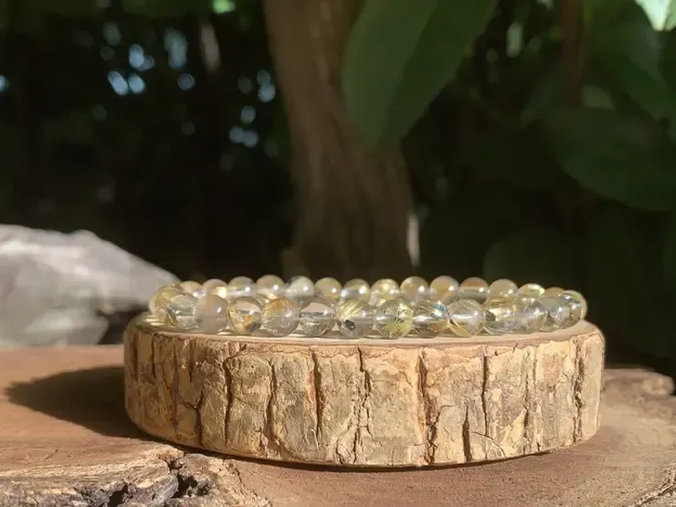 Bracelet Rare Quartz Rutilé Doré Hématite naturel AAA - Brésil (Bahia)