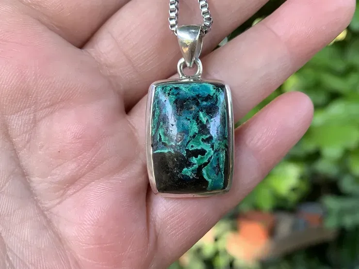 Azurite/Malachite AA sertie Argent 925 