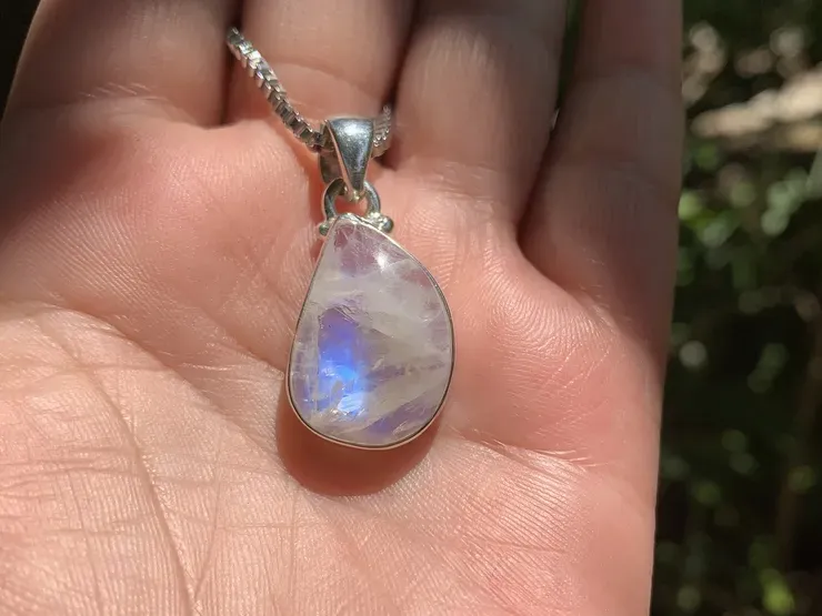 Péristérite AAA sertie Argent 925 et chaîne