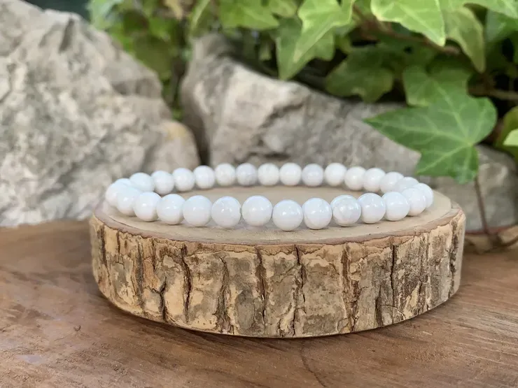 ​Bracelet Howlite Blanche Naturelle Canada - Équilibre et Sommeil
