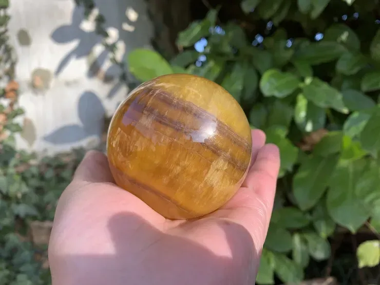 Sphère Fluorine (Fluorite) Jaune Extra - Pierre Naturelle Top Qualité (la meilleure) Chine