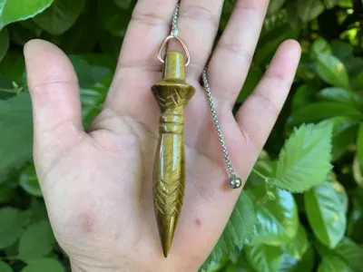 Pendule de Thot en Œil de Tigre Naturel – Grade Extra – Radiesthésie