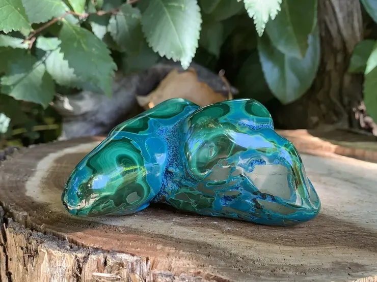 Malachite chrysocolle azurite naturelle – Pièce unique en forme libre d'Afrique