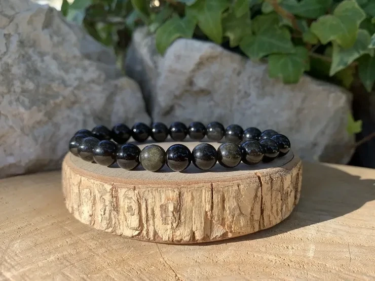 Bracelet Obsidienne dorée A+ naturelle — Mexique