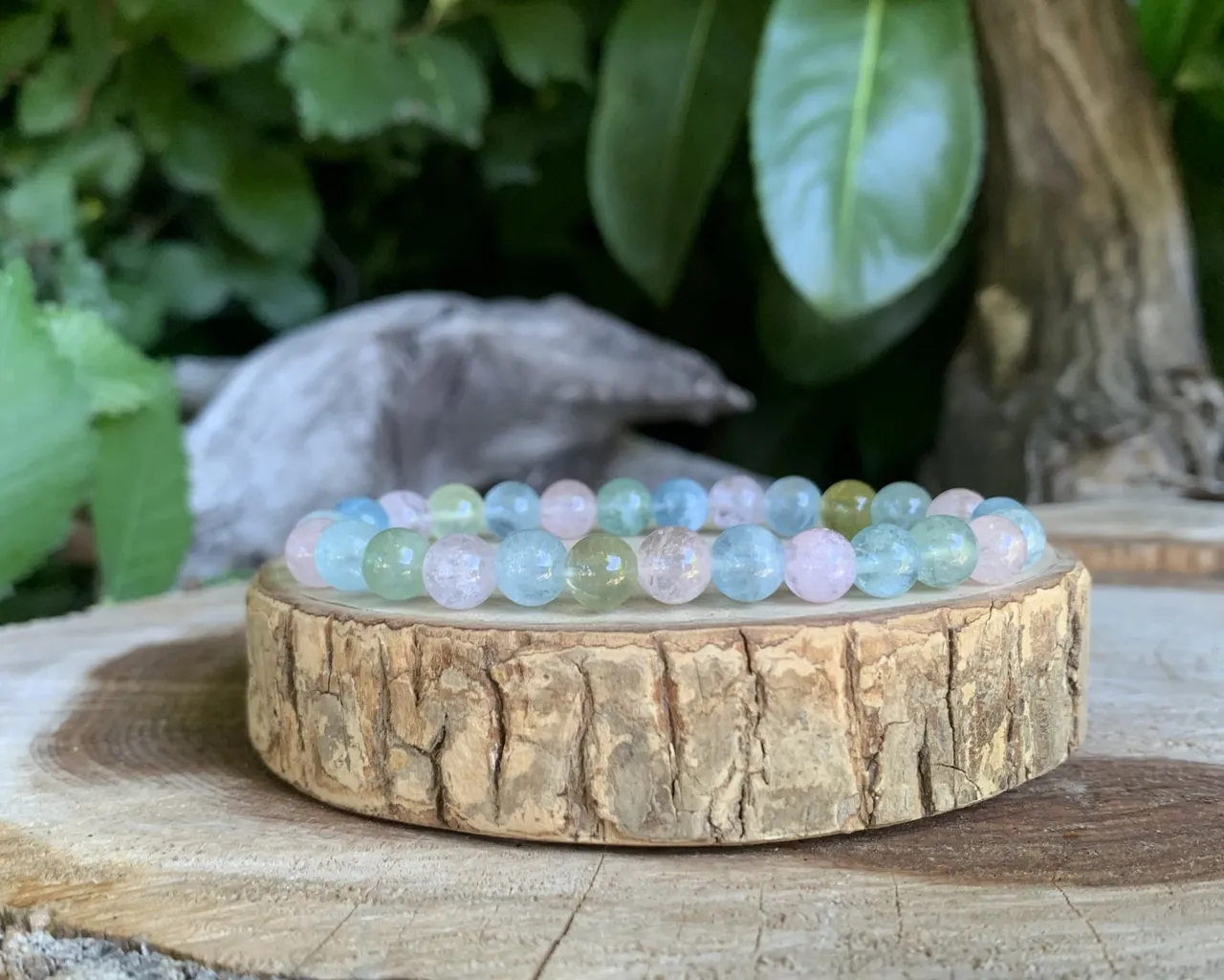 Bracelet Béryls AA+ naturels —  Perles de haute qualité — Brésil