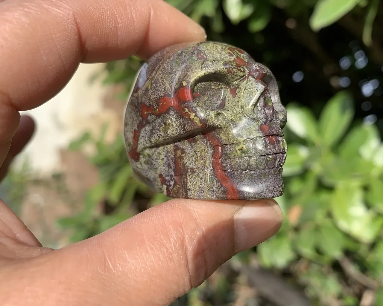 Jaspe sang de dragon AA naturel — Crâne 5 cm — Brésil