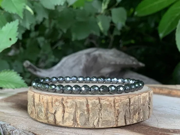 Bracelet Hématite facettée AA Naturelle - Chine