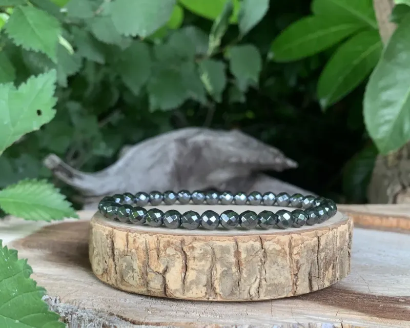 Bracelet Hématite facettée AA Naturelle - Chine