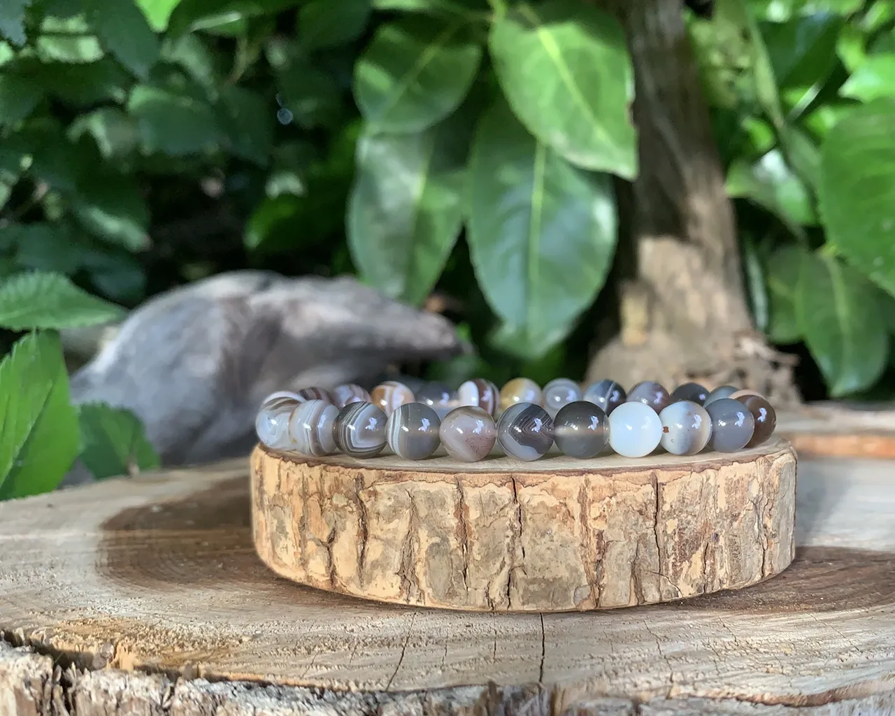 Bracelet Agate du Botswana A naturelle — Afrique australe
