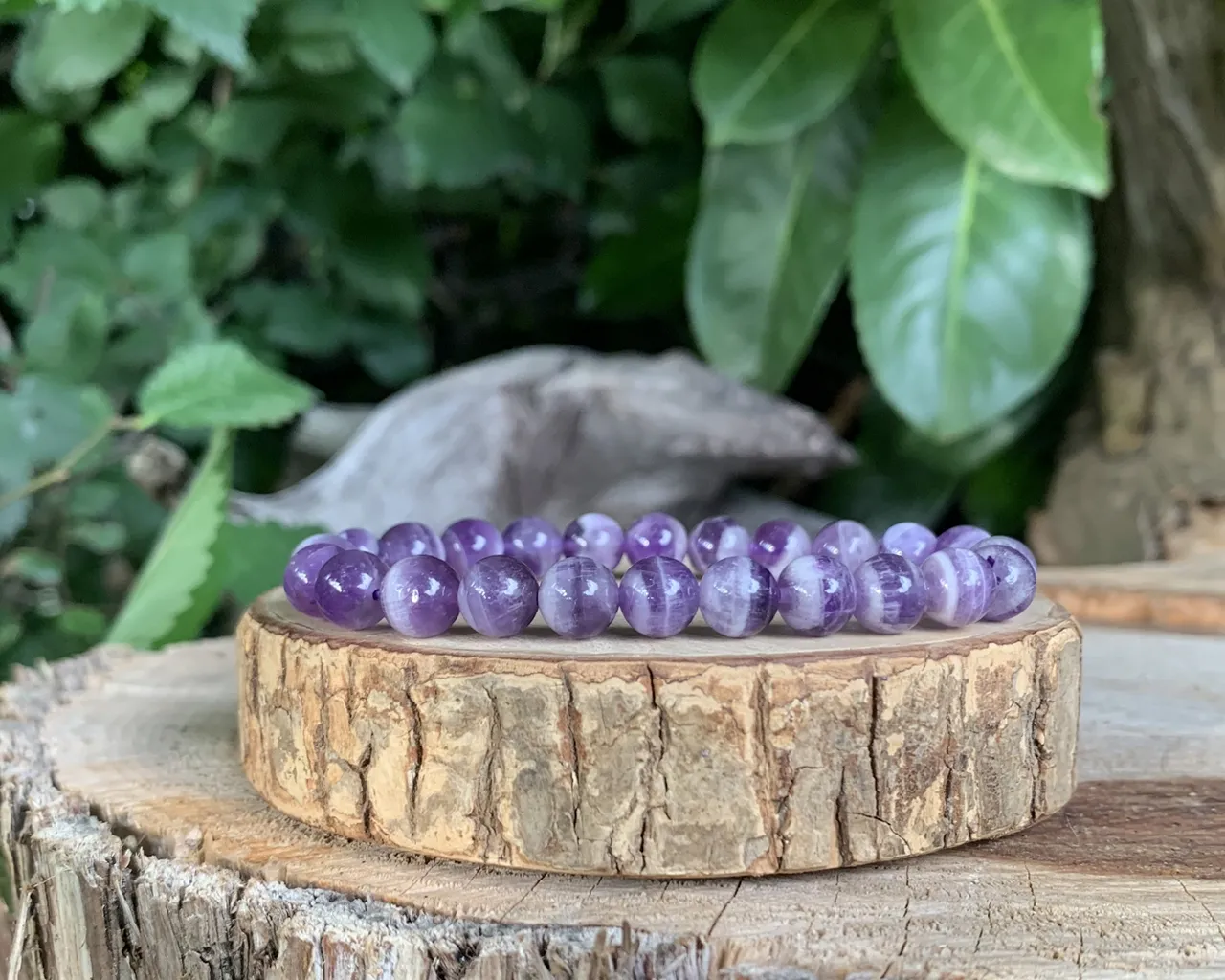 Bracelet Améthyste Rubanée AA - Élévation & Purification