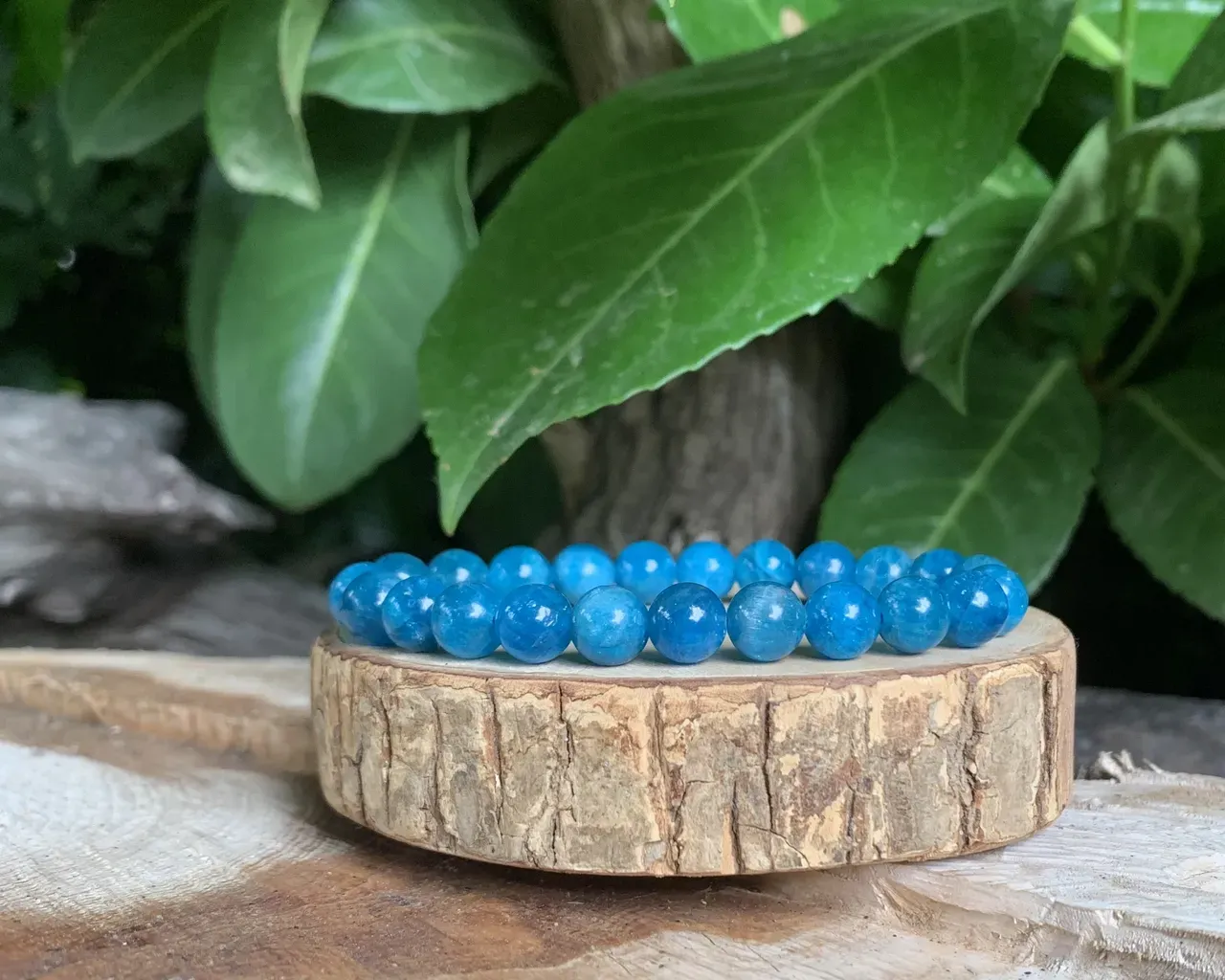 Bracelet Apatite Bleue AA naturelle — Madagascar Bracelet Apatite Bleue AA naturelle