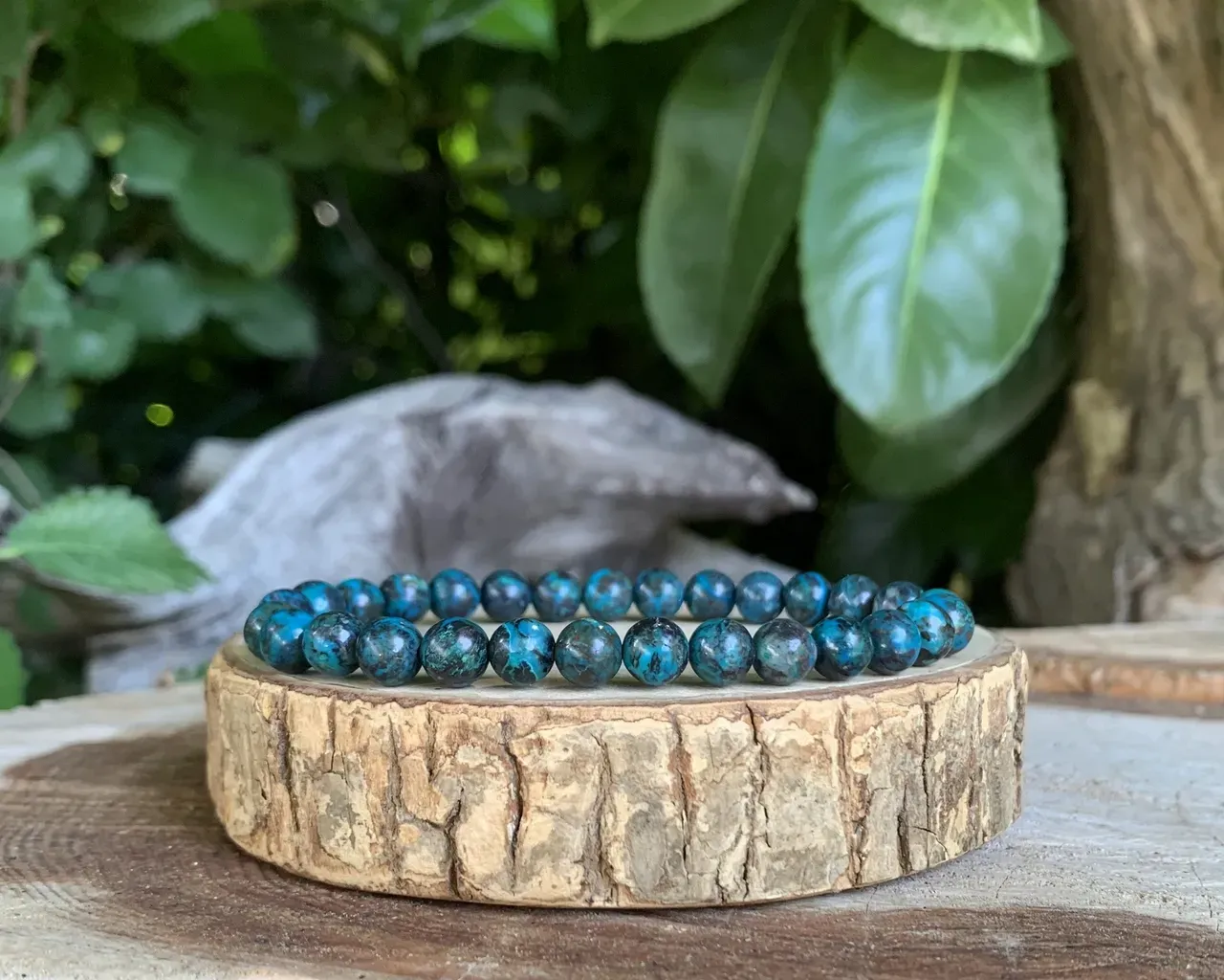 Bracelet Chrysocolle AAA naturelle — Perles de haute qualité — Congo