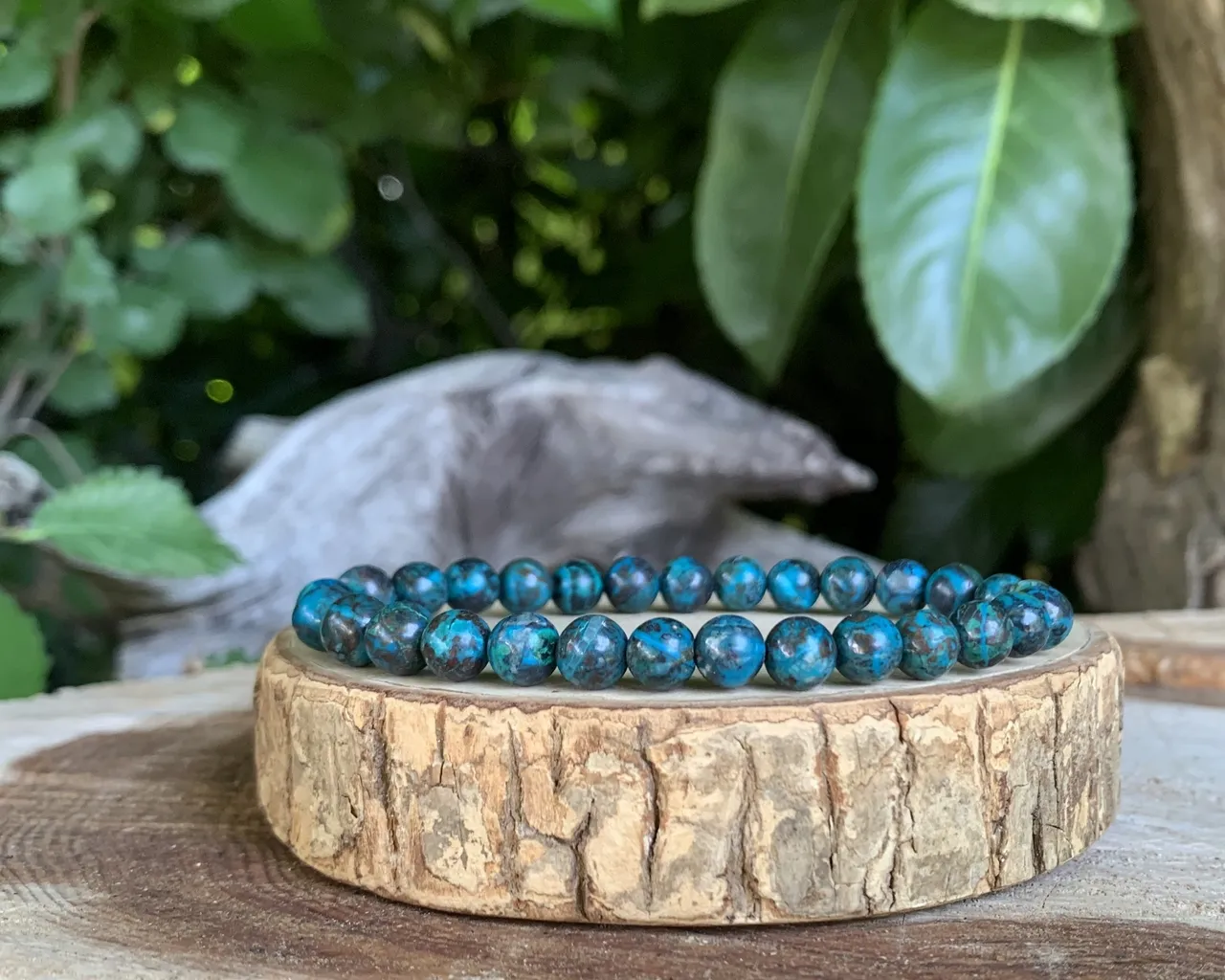 Bracelet Chrysocolle AAA naturelle — Perles de haute qualité —  Congo