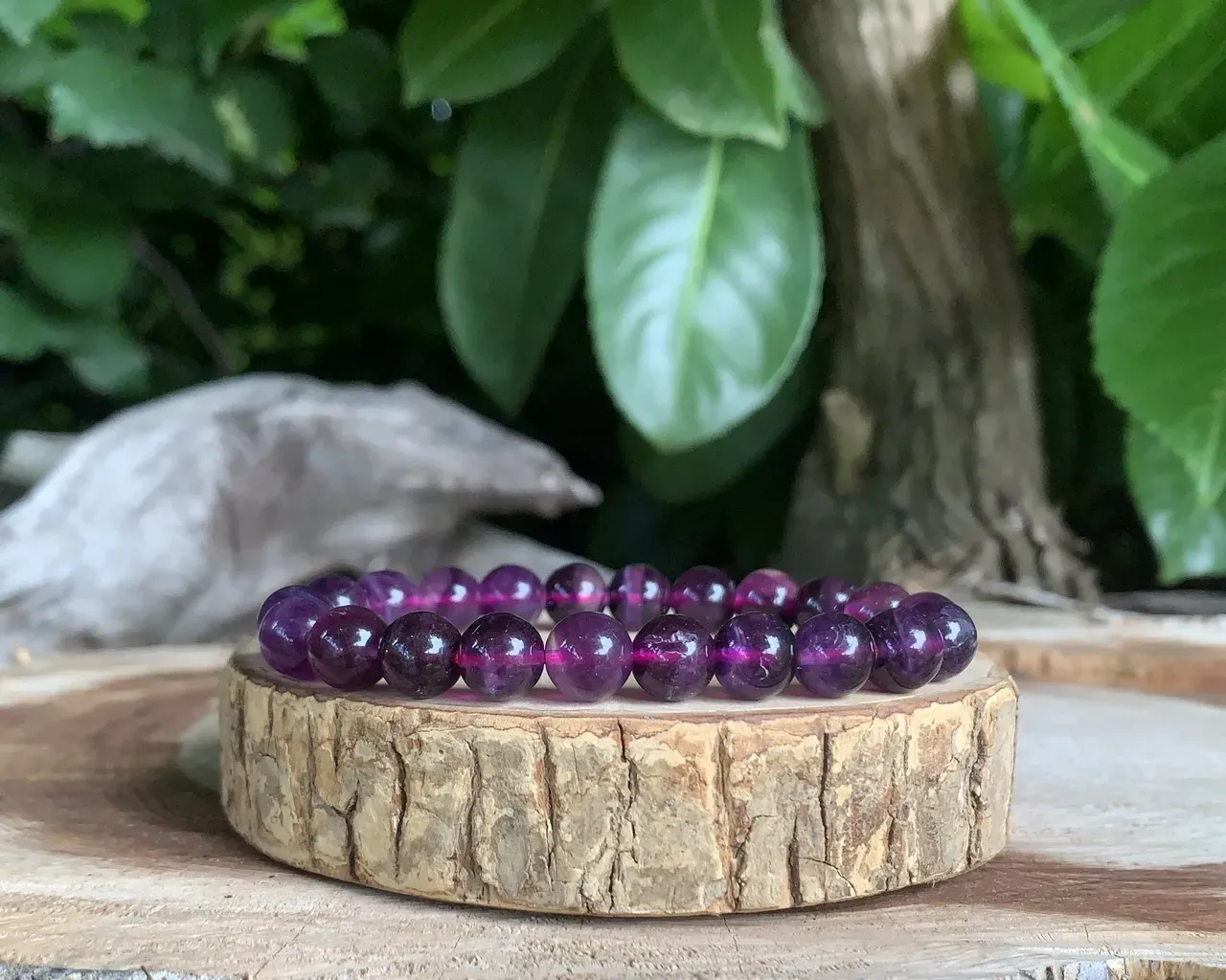 Bracelet Fluorine violette AA+ naturelle — Perles de haute qualité —  Chine