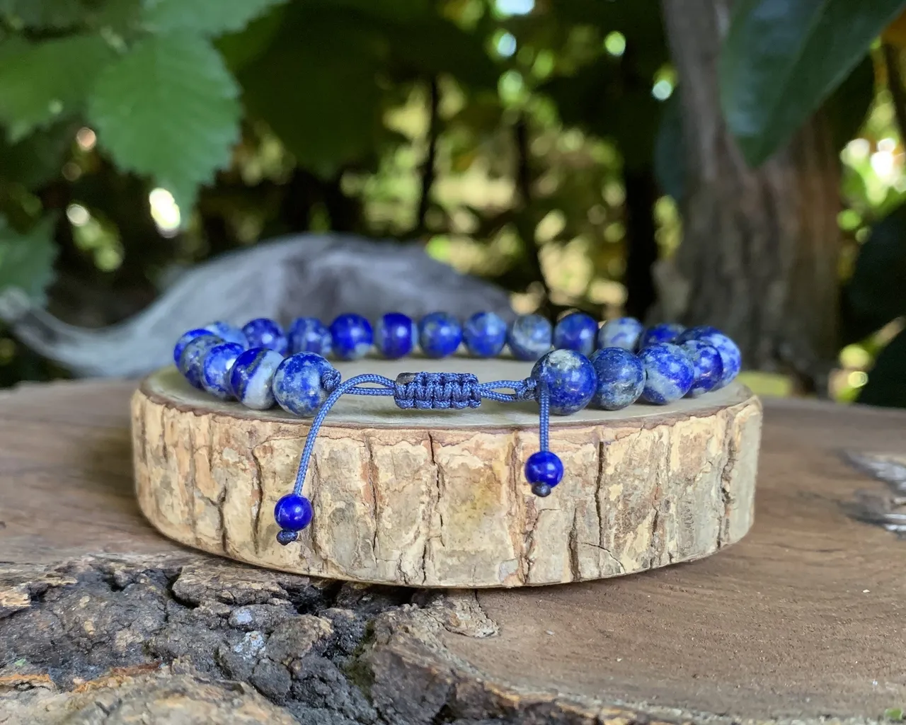 Bracelet Lapis Lazuli/Calcite A - Communication et Intellect - Pierre Naturelle Afghanistan