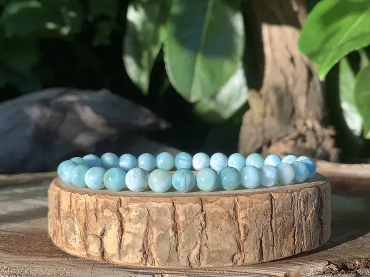 Bracelet Larimar AA - République Dominicaine - Pierre Naturelle Rare Qualité Supérieure