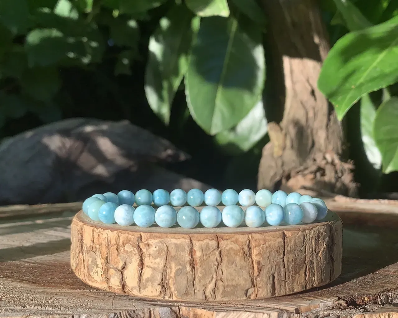 Bracelet Larimar AA naturel — Perles rares et authentiques de République Dominicaine
