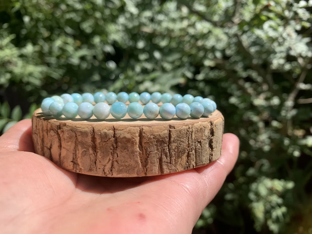 Bracelet Larimar AA naturel — Perles rares et authentiques de République Dominicaine