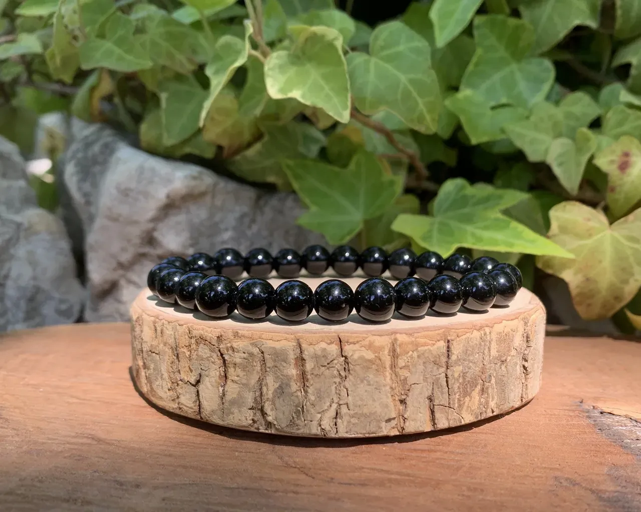Bracelet Onyx Noir AA Ancrage et Force mentale 