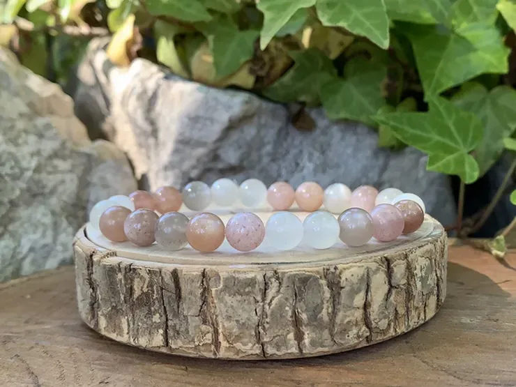 Bracelet Pierre de Lune Multicolore AA+ - Intuition & Féminité