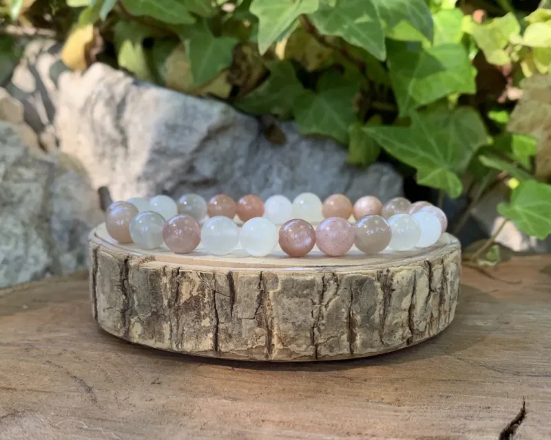 Bracelet Pierre de lune multicolore AA+ naturelle — Tanzanie
