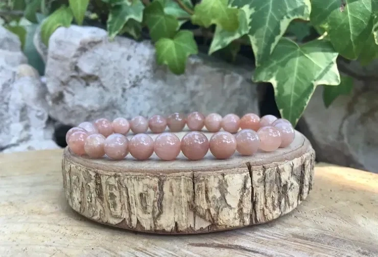 Bracelet Pierre de Lune rose AA+ - Intuition & Féminité